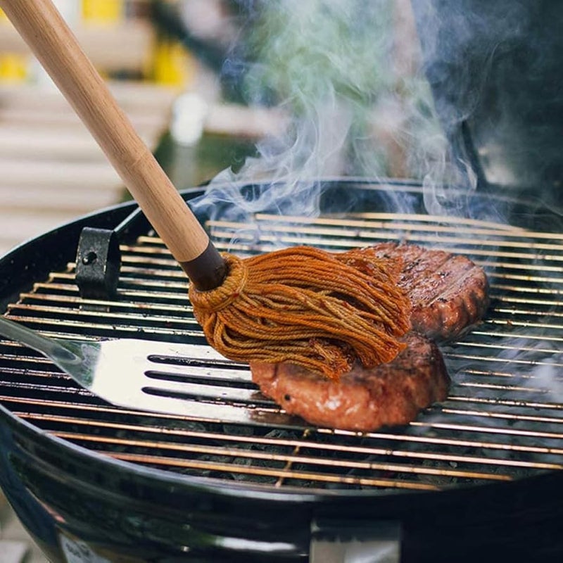 5Pcs Wood Handle BBQ Basting Brush Set Reusable Oil Mop for Grill Outdoor Cooking - Image 2